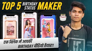 Top 5 Best Apps For Birthday Status Making  Photo Se Birthday Video Kaise Banaye  Birthday Status [upl. by Eyahc]