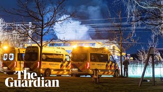 Footage shows Netherlands train wreckage after crash kills one person injures dozens [upl. by Gothar]