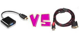 HDMI to VGA Cable VS Adapter  Dual monitor setup on Laptop [upl. by Averill781]