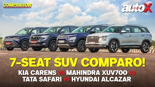 Best 7 seat SUV under Rs 25 lakh  Carens vs Alcazar vs Safari vs XUV700  autoX [upl. by Aenahs]