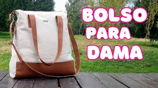 👜 Como hacer un BOLSO DE LONA combinado paso a paso ❤️ Moldes GRATIS [upl. by Sokul583]