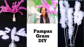 Pampas grass diy  How to make Pampas grass with yarn  Home decoration diy [upl. by Latsyk346]