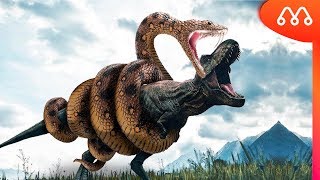 TIRANOSSAURO REX vs TITANOBOA QUEM GANHA ESSA LUTA [upl. by Ditter]