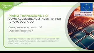 Webinar  Piano Transizione 50 come accedere agli incentivi per il fotovoltaico [upl. by Anitsim477]