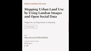 Mapping Urban Land Use by Using Landsat Images and Open Social Data  RTCLTV [upl. by Trilbie74]