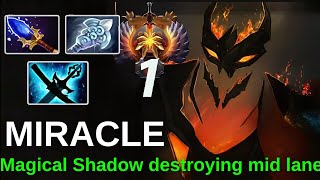 MIRACLE Shadow Fiend Magical Shadow destroying the mid lane and the game dota2 736a dota2 [upl. by Pulchi]