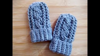 Easy crochet Baby mittens gloves tutorial Mitts 06 months Happy Crochet Club [upl. by Llebasi487]