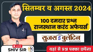 Rajasthan Current Affairs Top 100 September to August Current 2024  सुजस eबुलेटिन Current [upl. by Nuawtna]