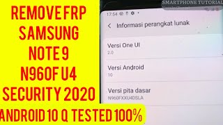 Remove Frp Samsung Note 9 N960F Android 10  FRP Bypass Easy Method 100 Work  Without PC [upl. by Onafets]