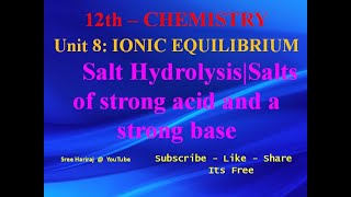 Salt HydrolysisSalts of strong acid and a strong base  in Tamil  12th Chemistry [upl. by Noe574]