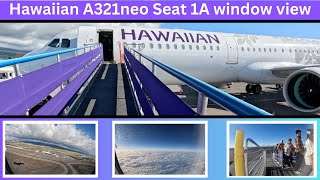 Hawaiian Airlines Airbus A321 Neo First Class seat 1A window view KOA to LAX aviation travelvlog [upl. by Mchale]