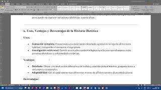 a Usos Ventajas y Desventajas de la Historia Dietética [upl. by Oiralednac]