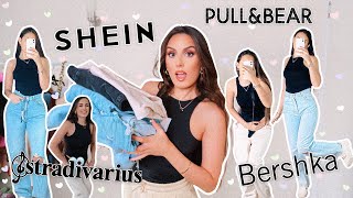 STRAIGHT LEG JEANS TRY ON HAUL  STRADIVARIUS BERSHKA PULL amp BEAR SHEIN ASOS 2021 [upl. by Akenahc133]