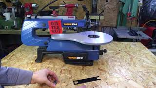 Aldi Workzone Scroll Saw Setup How To Tension The Blade [upl. by Ennovad]