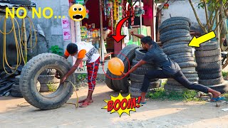 Tyre Blast Prank with Popping Balloons  Crazy REACTION with Popping Balloon Prank Part 11 [upl. by Fleischer972]