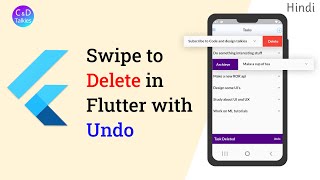 Swipe to delete with Undo in Flutter Hindi [upl. by Zarah]