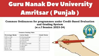 Gndu Grading System 2023  2024  Grading Table  Percentage Marks  Letter Grade  Grade Points [upl. by Etteyafal]