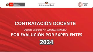 Contrato Docente 2024 Por Evaluación por Expediente [upl. by Treacy1]