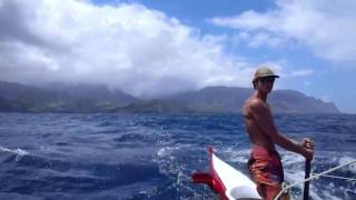 Sailing Canoe Trevor Cabell Hanalei Kauai [upl. by Lilia10]