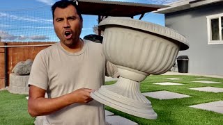 COMO HACER MACETA DE CONCRETO ELEGANTE how to made concrete pot in minutes [upl. by Aicilif182]