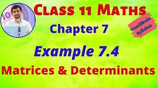 TN 11th Maths Matrices and Determinants Example 74 Chapter 7 AlexMaths TamilNadu Syllabus [upl. by Romelda]