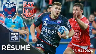 PRO D2  Résumé partie complète FC Grenoble  US Dax  Barrages  Saison 20232024 [upl. by Agiaf844]