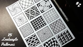 15 Zentangle Patterns  Part 2  Tutorial [upl. by Ahsiner]