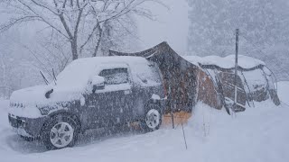 Heavy Snowfall Car Camping [upl. by Ilatfan337]