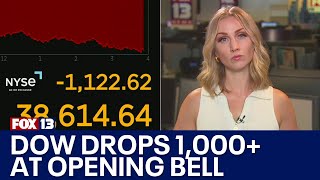 DOW drops 1000 points at opening bell [upl. by Eetnod]