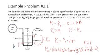 Thermodynamics Example  Manometer Problem [upl. by Aisena227]