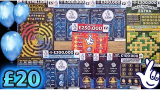 £20 WORTH OF UK SCRATCH CARDS  BY THE RIVERS OF BABILON  LOOKING FOR BALLONS scratch [upl. by Puglia]