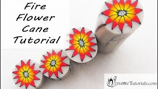 Polymer Clay Cane Fire Flower Tutorial [upl. by Euqinimod]