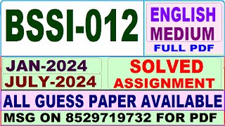 BSSI 012 solved assignment 2024 in English  bssi 012 solved assignment 2024  ignou bssi012 2025 [upl. by Aniuqahs]