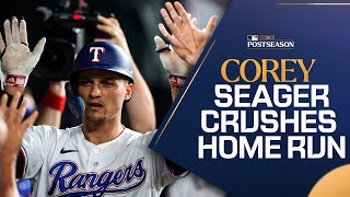 Corey Seager BLASTS HOME RUN 14th CAREER Postseason HR [upl. by Rihana]