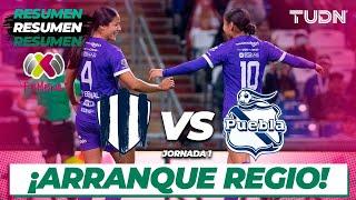 Highlights  Rayadas vs Puebla  Liga Mx Femenil  CL2024 J1  TUDN [upl. by Spancake]