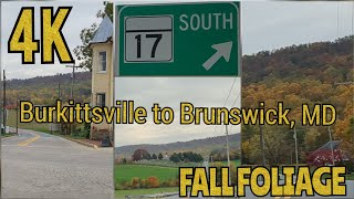 4K fall foliage autumn driving maryland leaves burkittsville blairwitch [upl. by Coleville]