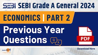 SEBI Grade A General 2024  SEBI Grade A General Previous Year Questions Economics  Part 2 [upl. by Eicyaj79]