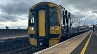 Trains at Carnoustie on 050824 featuring special livery Azuma and freight train [upl. by Raul]