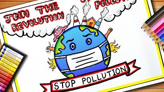 Stop Air Pollution Drawing  Air Pollution Poster  Earth Day  Save Earth Save Environment Poster [upl. by Lilithe893]