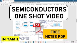 Semiconductors ONE SHOT VIDEO  In Tamil  Class 12  Term2  FREE NOTES PDF 🔥🔥  Reduced Syllabus [upl. by Nalla]