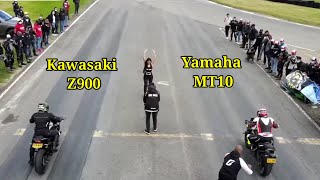 Kawasaki Z900 Vs Yamaha MT10 Drag Race 🏁 [upl. by Obeded]