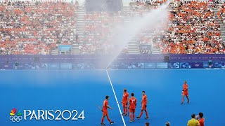 WATCH OUT Water cannon turns on MIDGAME during gold medal match  Paris Olympics  NBC Sports [upl. by Vyse667]