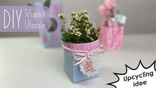 DIY Tetrapack Utensilo  Geschenkbox  Milchtüten Upcycling  ohne Nähen [upl. by Enila]