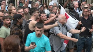 Tensions flare at UK farright demonstration after Southport knife attack on children  AFP [upl. by Cyndy441]