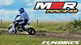 110cc Pit Bike hard ridden by Pro MX Rider  M2R KX110F  FunBikes [upl. by Shriner971]