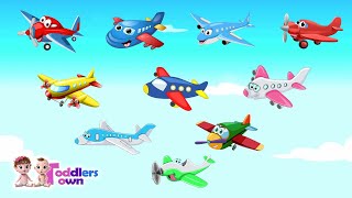 10 little Airplanes  Kids Songs  Count to 10  Aeroplanes Children Rhymes [upl. by Smaoht]