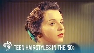 Teenage Hairstyles of the 50s Techniques amp Accessories 1956  British Pathé [upl. by Tyson]