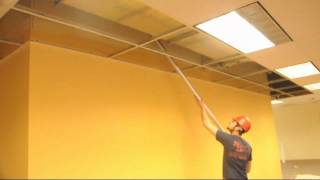 GCGun 6½ ft long sealant gun used to fire stop through acoustical ceiling grid [upl. by Morton]