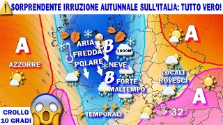 METEO SBALORDITIVO IRRUZIONE FREDDA DA METÀ SETTIMANA SULLITALIA FORTI PIOGGE TEMPORALI E NEVE [upl. by Neivad720]