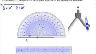 Construcción de un triángulo a partir de un lado y los ángulos adyacentes procedimiento nº 3 [upl. by Nayek309]